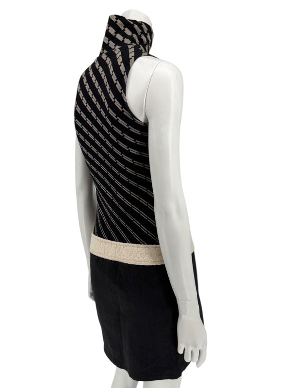 Custo Barcelona Sleeveless High-Neck Mixed-Media Mini Dress – Size 2
