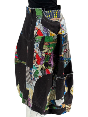 Comme des Garçons Printed Patchwork Skirt – Size XS - Made In Japan