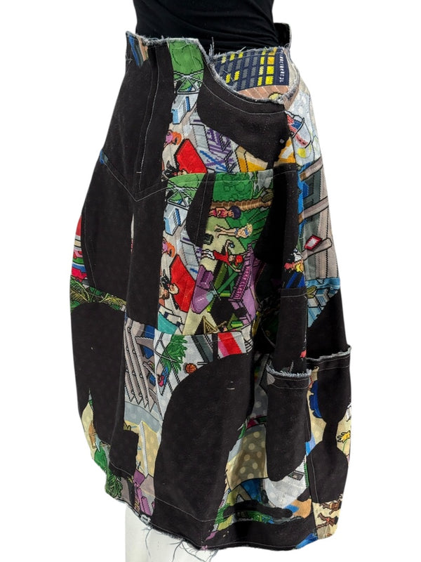 Comme des Garçons Printed Patchwork Skirt – Size XS - Made In Japan