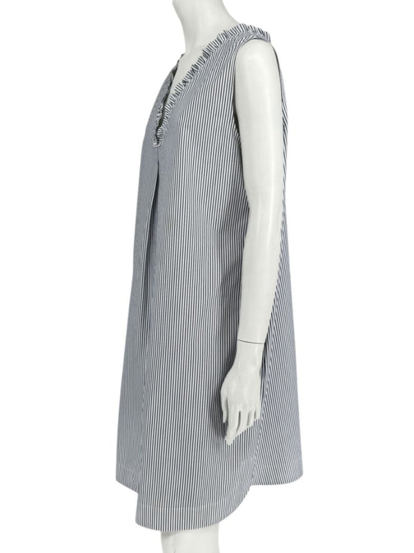 Lafayette 148 New York Navy & White Striped Sleeveless Shift Dress with Pockets – Size XL