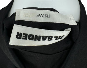 Jil Sander Silk Tie-Neck Blouse in Black – Size 34