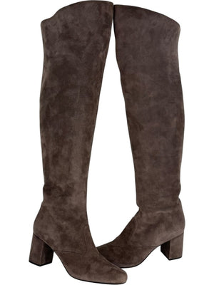 Saint Laurent Taupe Suede Over-the-Knee Boots – Size 39.5