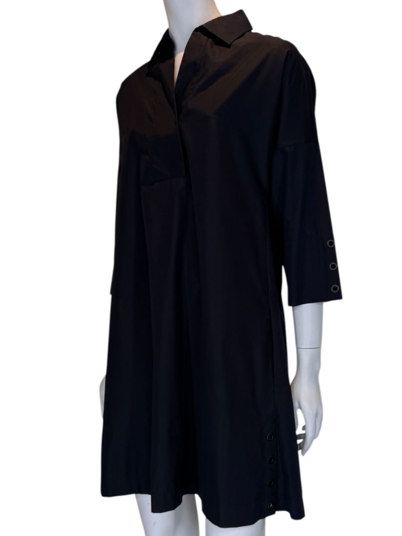Akris Punto Black Cotton Shirt Dress with Button Detail – Size US 2