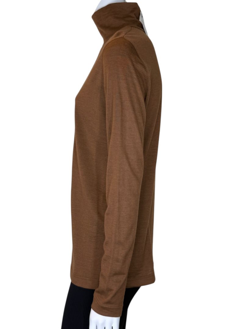 Akris Caramel Cashmere-Silk Turtleneck – Size 12
