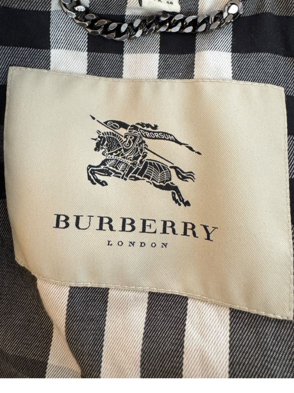 Burberry London Black Cotton Trench Coat with Dégradé Studded Details – Size USA 14 / IT 48