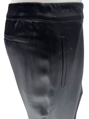 Pamella Roland Black Satin Tapered Pants – Large