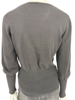 Rubin Chapelle Black Merino Wool Deep V-Neck Sweater – Large Made in Italy