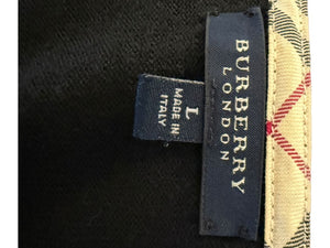 Burberry London Black Extrafine Merino Wool V-Neck Sweater – Size L