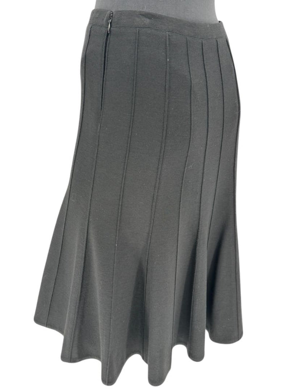 Lida Baday Black Wool Knit Fluted Skirt – Size 12