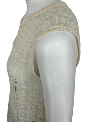 Chanel Ivory Mohair Lace Sleeveless Top – Size 42 (FR)