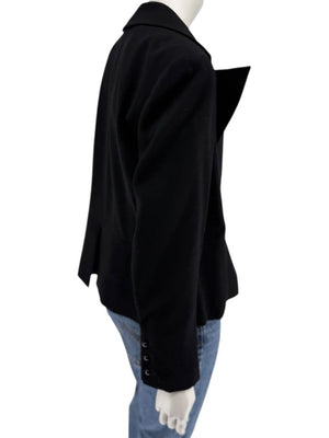 Chanel Black Wool Chain-Closure Tailored Jacket – Size 46