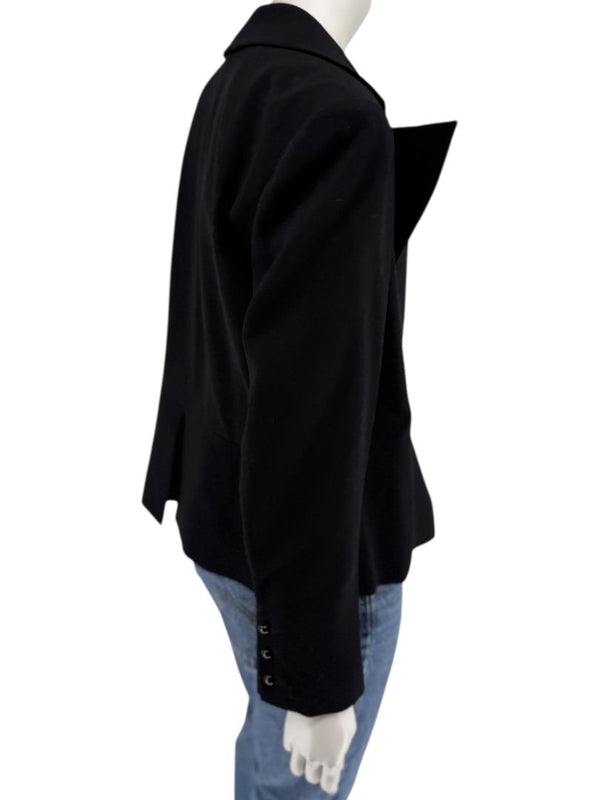 Chanel Black Wool Chain-Closure Tailored Jacket – Size 46