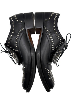 Miu Miu Black Studded Leather Oxford Shoes – Size 39.5