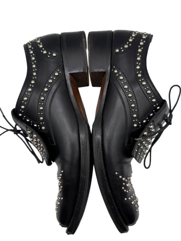 Miu Miu Black Studded Leather Oxford Shoes – Size 39.5