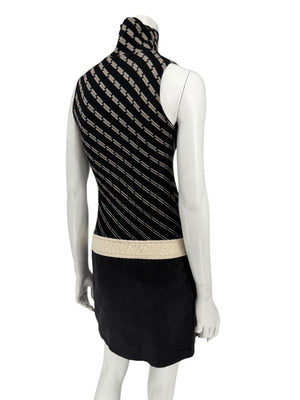Custo Barcelona Sleeveless High-Neck Mixed-Media Mini Dress – Size 2