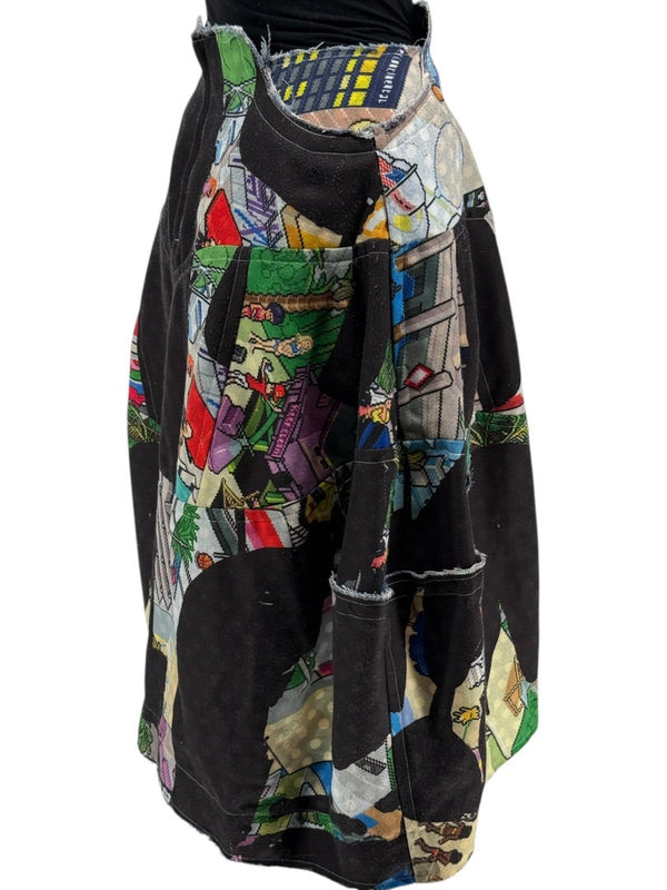Comme des Garçons Printed Patchwork Skirt – Size XS - Made In Japan