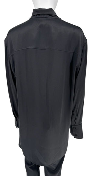 Jil Sander Silk Tie-Neck Blouse in Black – Size 34