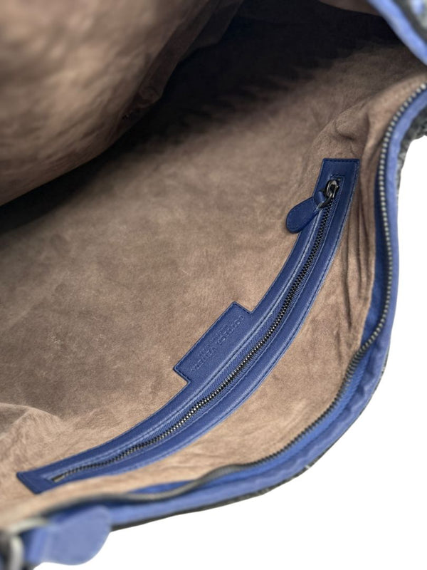 Bottega Veneta  Nappa Silk Mini Ponza Devore Fuzzy Maxi Hobo Indigo