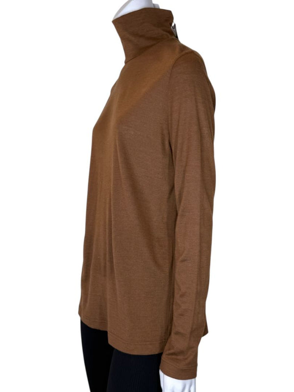Akris Caramel Cashmere-Silk Turtleneck – Size 12