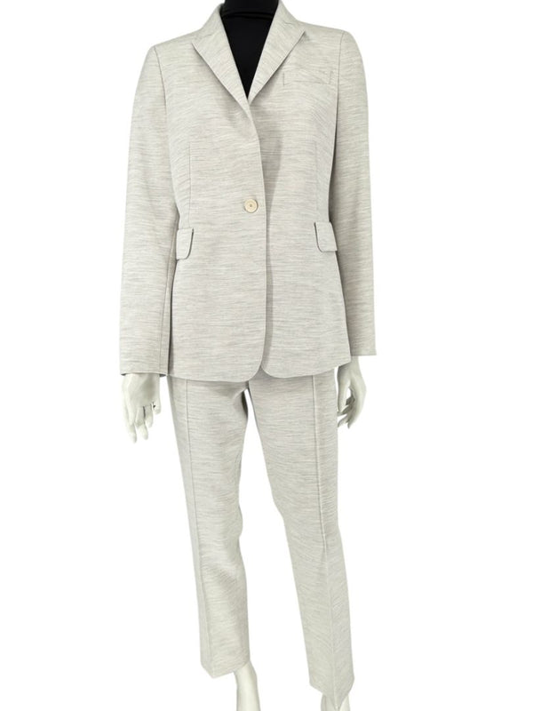 Akris Punto Light Grey Mélange Blazer & Pants Suit Set – Size US 10