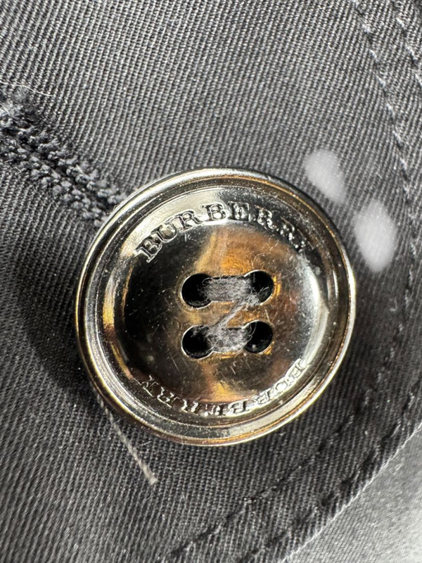 Burberry London Black Cotton Trench Coat with Dégradé Studded Details – Size USA 14 / IT 48