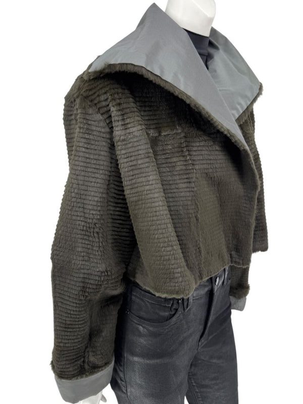 Peter Cohen Olive Brown Textured Fur Jacket – Size L