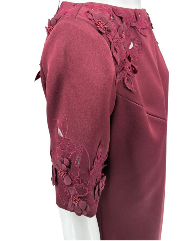 Pamella Roland Burgundy Embellished 2-Piece Set – Large