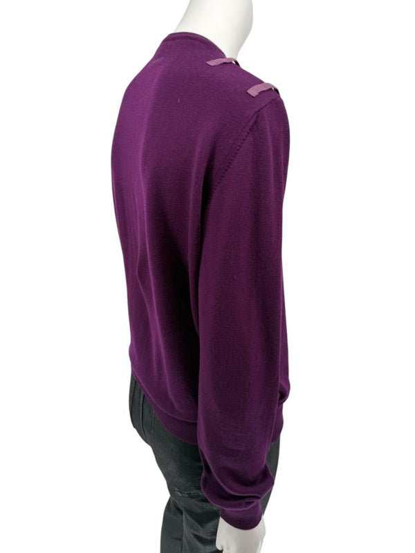 Burberry London Plum Merino Wool Sweater – Size S Mens