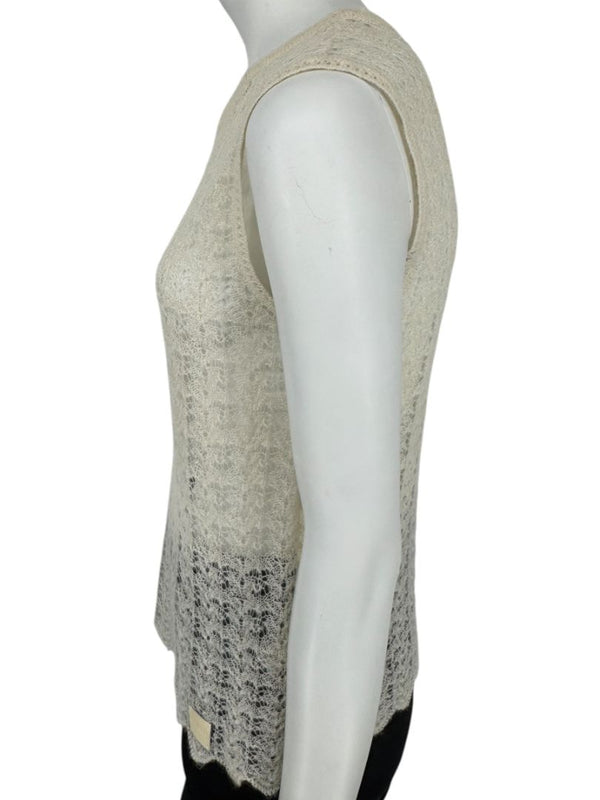 Chanel Ivory Mohair Lace Sleeveless Top – Size 42 (FR)