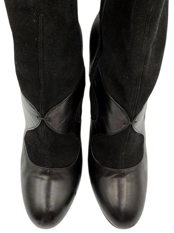 Miu Miu Women’s Black Leather & Suede Ankle Boots – Size 37