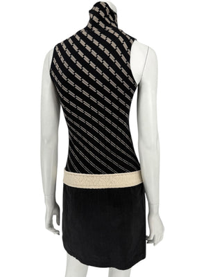 Custo Barcelona Sleeveless High-Neck Mixed-Media Mini Dress – Size 2