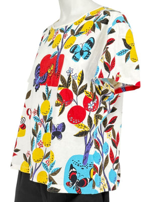 St. John Sport by Marie Gray Fruit & Butterfly Print T-Shirt &amp; Denim-Style Jacket Set – Size XL