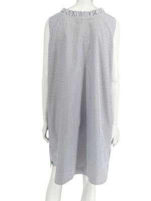 Lafayette 148 New York Navy & White Striped Sleeveless Shift Dress with Pockets – Size XL