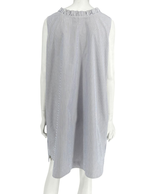 Lafayette 148 New York Navy & White Striped Sleeveless Shift Dress with Pockets – Size XL