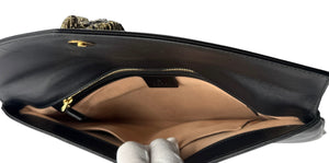 Gucci Rajah Leather Clutch in Black