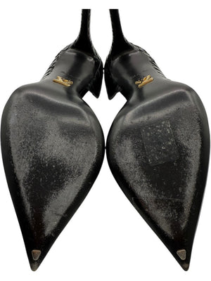 Louis Vuitton Black Patent & Exotic Embossed Leather D’Orsay Pumps – Size 39