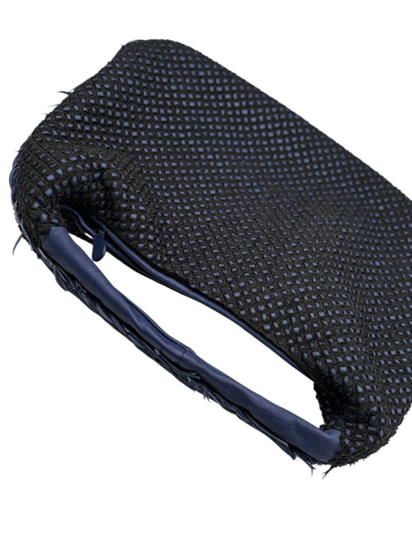 Bottega Veneta  Nappa Silk Mini Ponza Devore Fuzzy Maxi Hobo Indigo