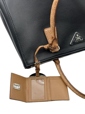 Prada Galleria Double Zip Tote in Nero & Sughero