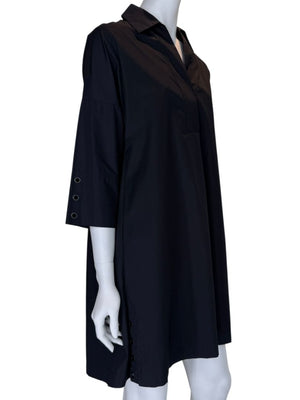 Akris Punto Black Cotton Shirt Dress with Button Detail – Size US 2