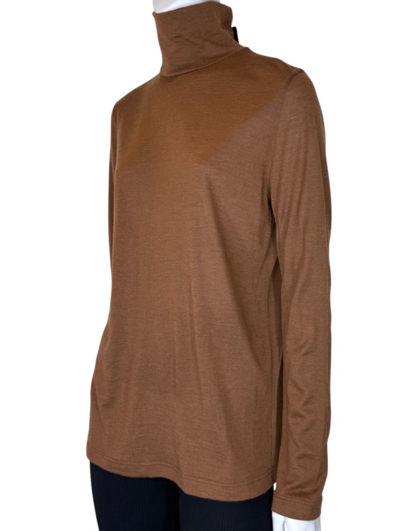 Akris Caramel Cashmere-Silk Turtleneck – Size 12