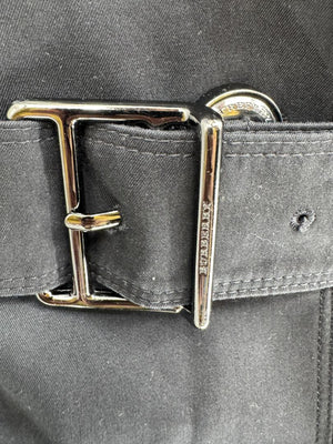 Burberry London Black Cotton Trench Coat with Dégradé Studded Details – Size USA 14 / IT 48