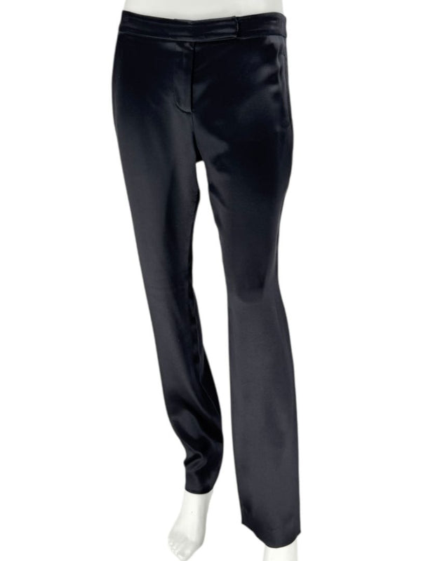 Pamella Roland Black Satin Tapered Pants – Large