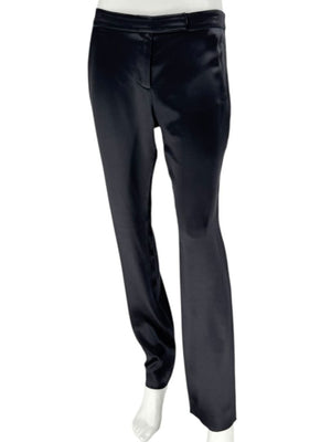 Pamella Roland Black Satin Tapered Pants – Large