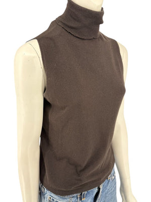 Max Mara Sleeveless Brown Turtleneck Top – Size Large