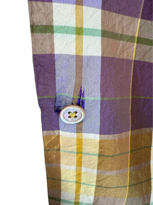 Linda Allard for Ellen Tracy 100% Silk Plaid Button-Up Shirt – Size 14