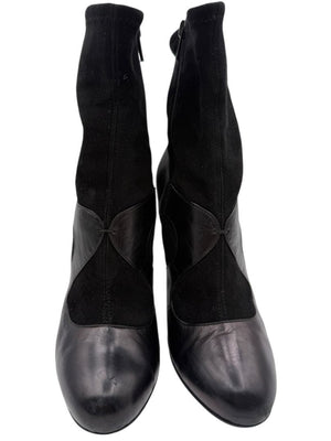 Miu Miu Women’s Black Leather & Suede Ankle Boots – Size 37
