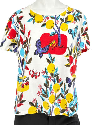 St. John Sport by Marie Gray Fruit & Butterfly Print T-Shirt &amp; Denim-Style Jacket Set – Size XL
