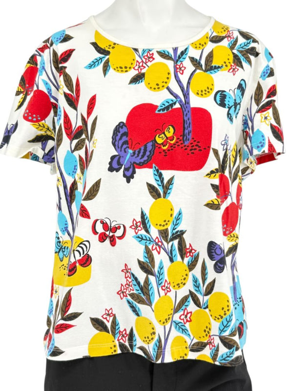St. John Sport by Marie Gray Fruit & Butterfly Print T-Shirt &amp; Denim-Style Jacket Set – Size XL