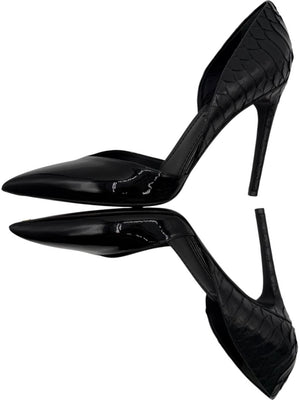 Louis Vuitton Black Patent & Exotic Embossed Leather D’Orsay Pumps – Size 39