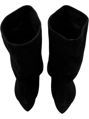 Prada Black Suede Mid-Calf Boots – Size 39.5